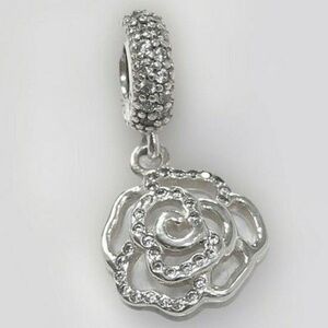 Pandora sterling silver shimmering rose cz dangle charm